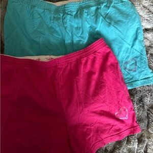 2 total girl Pink and Teal Cotton Athletic Lounge Shorts